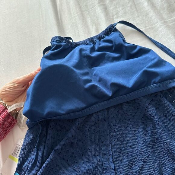 Bleu Rod Beattie Swim Top Crochet Tankini Black 4 Mesh NWT - Picture 6 of 7